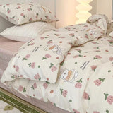 Tineit Butterfly Ins Duvet Cover Set No Filler Pillowcase Flat Sheet Korean Style Single Queen Size Girls Boys Home Hotel Bedding Set