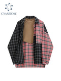 christmas outfit Tineit Turn-Down Neck Long Sleeve Patchwork Plaid Shirts Women Autumn Oversize Button Up Shirt Korean Fashion Casual Outwear Tops