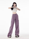 christmas outfit Tineit Women's Vintage Purple Jeans Baggy High Waist Denim Trouser Korean 90s 2000s Y2k Punk Harajuku Aesthetic Wide Leg Pants Clothes