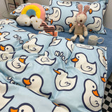 Tineit Cute Cartoon Bedding Set Kids Single Double Size Boys Girls Duvet Cover Flat Sheet Pillowcases No Filler Home Textile