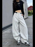 christmas outfit Tineit Women White Baggy Jeans Harajuku Oversize Straight Denim Trousers Y2k 90s Vintage Japanese 2000s Style Jean Pants Trashy Clothes