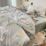 Tineit Floral Dream Bedding Set Soft Cotton Duvet Cover Queen King Size Pillowcase Bed Linens