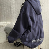 Tineit 2024 Fall Fashion Solid Color Letter Print Oversized Hoodie