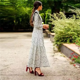 Tineit 2024 Spring New Women's Fashion, Elegant, Casual, Versatile, Slim Fit, Slim and Long Printed Dress