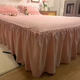 Tineit Pink Ruffled Seersucker Duvet Cover Set 3/4pcs Soft Lightweight Down Alternative Grey Bedding  with Bed Skirt and Pillowcases