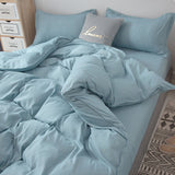 Tineit Nordic Ins Style Bedding Set Solid Color Flat Sheet Duvet Cover Pillowcase Twin Full Queen Size Bed Linen Fashion Home Textile