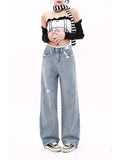 christmas outfit Tineit Women's Y2k Baggy Bow Jeans Harajuku Oversize Denim Trousers Streetwear Vintage Japanese 2000s Style Jean Pants Trashy Clothes