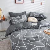 Tineit Grey Geometric Pattern Duvet Cover Four set series for Adults Teens Polyester Bedding Set with Zip Closure Comforter Covers