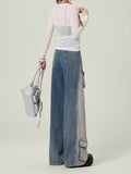 christmas outfit Tineit Women Blue Baggy Cargo Jeans Harajuku Aesthetic Denim Trousers Y2k Vintage Japanese 2000s Style Loose Jean Pants Trashy Clothes