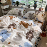 Tineit Cute Kids Bedding Set Rabbit Dinosaur No Filler Single Queen Size Duvet Cover Flat Sheet Pillowcase Girls Boys Comforter Duvet