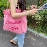 Tineit Summer Vibes Letter Print Tote Bag