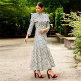 Tineit 2024 Spring New Women's Fashion, Elegant, Casual, Versatile, Slim Fit, Slim and Long Printed Dress