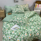 Tineit Christmas Bedding Set Flat Sheet Duvet Cover Pillowcase Combination Green Tree Flower Home Textile Bed Linen Fashion