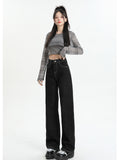 christmas outfit Tineit Women's Black Gothic Y2k Jeans Harajuku Japanese 2000s Style Oversize Denim Trousers Baggy Jean Pants Emo Trashy Vintage Clothes