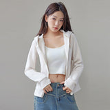 thanksgiving outfit Tineit Casual Plush Zipper Hooded Cardigan Coats Women Slim Fit Solid Pockets Fleece Sweatshirts Female Korean Autumn Chic Sportswear