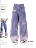 christmas outfit Tineit Women's Purple Jeans 90s Aesthetic Baggy High Waist Denim Trousers 2000s Korean Y2k Vintage Wide Leg Cowboy Pants Clothes 2025