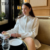 cold weather outfits Tineit 2024 Spring Summer Casual Women Suits Fashion Elegant Turn-down Collar Solid Shirts+Chic Folds Ball Gown Loose Skirts