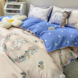 Tineit Simple Gird Bedding Set Strawberry Duvet Cover Flat Sheet Pillowcases Twin Single Queen Size Bed Linen Home Textile