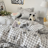 Tineit Ins Nordic Duvet Cover Set 2024 Summer New Twin Queen Size Kids Adult Flat Sheet Pillowcase No Filler Fashion Bed Linens