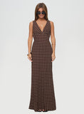 Tineit Nellie Maxi Dress Brown Polka Dot