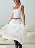 Tineit-Cherry On Top Maxi Skirt White Floral