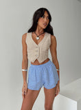 Tineit Beach House Shorts Blue / White Gingham 2024 New Pant