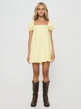 Tineit Beyond Linen Blend Mini Dress Yellow