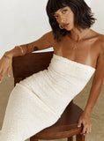 Tineit Cloud Strapless Boucle Maxi Dress Cream