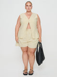 Tineit This Summer Linen Blend Shorts Sand Curve 2024 New Pant