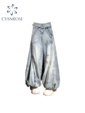 christmas outfit Tineit Women Light Blue Jeans Harajuku Denim Trousers Aesthetic Y2k Baggy Ripped Jean Pants Vintage Japanese 2000s Style Trashy Clothes