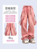 christmas outfit Tineit Women's Pink Y2k Baggy Jeans Harajuku Oversize Denim Trousers Aesthetic Jean Pants Vintage Japanese 2000s Style Trashy Clothes