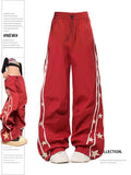 christmas outfit Tineit Women's Baggy Wine Red Sweatpants Harajuku Streetwear Fashion Y2k High Waist Oversize Jogger Pants Vintage Wide Trousers Clothes