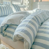 Tineit Ins Korean Style Duvet Cover Set Quilt Set Striped Bed Sheet Set For Girls Bedding Set For Bedroom