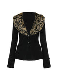 Tineit Leopard Cardigan Women Japanese Gyaru V-neck Long Sleeve Streetwear Slim Sexy Cardigan Sweater Y2k Vintage Top Autuam