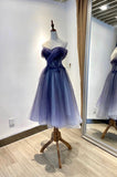 Tineit Cute Tulle Lace Short Prom Dress Off the Shoulder Homecoming Dress (PRE-ORDER)