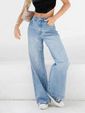 Tineit Washed Vintage Blue Versatile Boyfriend Jeans