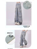 christmas outfit Tineit Women's Light Blue Y2k Cargo Jeans Harajuku Denim Trousers Aesthetic Y2k Jean Pants Vintage Japanese 2000s Style Trashy Clothes