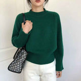 thanksgiving outfit Tineit Autumn Cashmere Knitted Sweaters Women Winter Warm Casual Mock Neck Solid Jumpers Harajuku Loose Simple Pullovers Sweater New