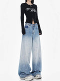 christmas outfit Tineit Women Blue Y2k Jeans Harajuku Japanese 2000s Style Baggy Denim Trousers Vintage Aesthetic Ripped Jean Pants Trashy Clothes 2025