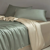 Tineit Four piece set of natural silk solid color bedding, ice silk smooth nude sleeping bedding