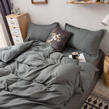 Tineit Nordic Ins Style Bedding Set Solid Color Flat Sheet Duvet Cover Pillowcase Twin Full Queen Size Bed Linen Fashion Home Textile