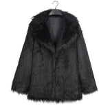 Tineit Fashion Plush Faux Fur Coat Women Casual Luxury Turn-down Collar Button Long Sleeve Overcoat 2025 Winter Chic Tops Lady Jacket