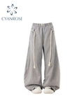 christmas outfit Tineit Women's Grey Pants Baggy Aesthetic Oversize Pants Harajuku Sweatpants Japanese 2000s Style Y2k Vintage Trousers Trashy Clothes