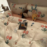 Tineit Ins Cream Cherry Bedding Set Cartooon Fruit Duvet Cover Polyester high quality Linen Bedroom Decor Home Textile For Girls Kids