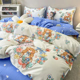 Tineit Cute Bedding Set Fashion Single Double Size Flat Sheet Duvet Cover Pillowcase Soft Microfiber Boys Girls Bed Linen