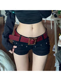 christmas outfit Tineit Women Black Gothic Denim Shorts 90s Aesthetic Vintage High Waist A-line Mini Jeans Shorts Y2k Harajuku Korean Emo 2000s Clothes