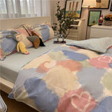 Tineit Red Spot Bed Set Heart Love Quilt Cover Polyester Bedding Sheet Fashion Women Adults Single Double Full Size Bedroom Decor