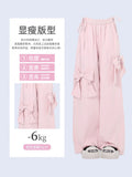 christmas outfit Tineit Women Oversize Y2k Cargo Pants Baggy Vintage Streetwear Harajuku Pink Bow Pants High Waist Wide Leg Trouser 2000s Trashy Clothes