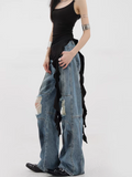 christmas outfit Tineit Women's Blue Y2k Ripped Jeans Harajuku Japanese 2000s Style 90s Aesthetic Baggy Denim Trousers Vintage Jean Pants Trashy Clothes