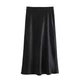 cold weather outfits Tineit 2024 Spring Women Fashion Skirts Solid Satin Silk Texture Tight Midi Skirt Woman Party Chic Elegant Women Mermaid Skirt